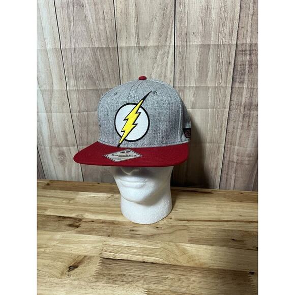 Flash Lightning Bolt DC Comics Gray Adjustable Snapback Baseball Cap Hat - Picture 1 of 8